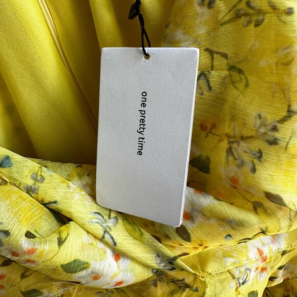 OPT Missa Floral Dress Yellow Green NWT - Picture 8 of 8
